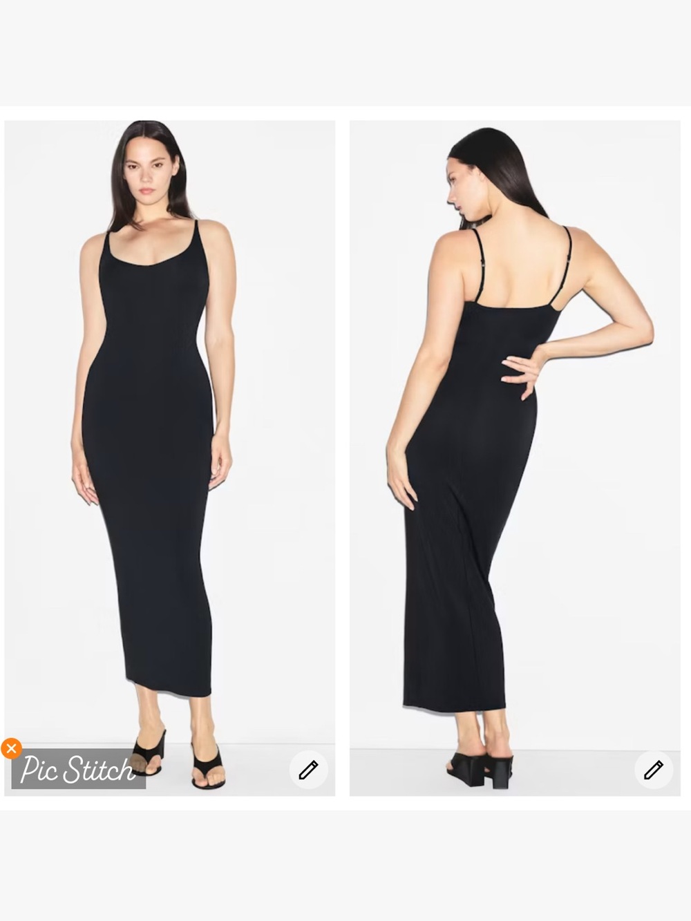 Skims Smooth Lounge Skimpy Scoop Neck Dress Obsidian